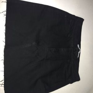 Black Mini Skirt with frayed hem